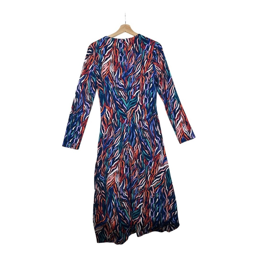Maggy London Long Sleeve Asymmetric‎ Midi Dress size 8 Multicolor - Picture 4 of 7
